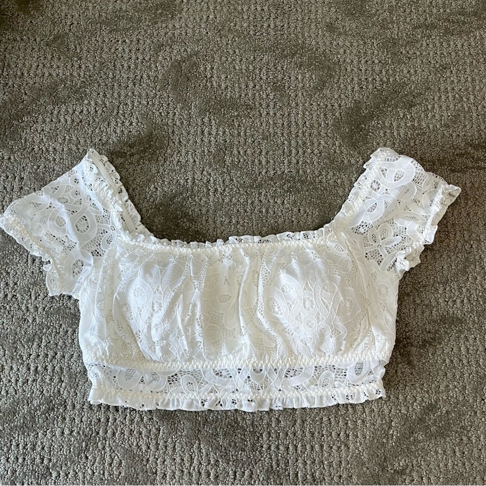 NWOT Women's Gilly Hicks Cropped Lace Top Bralette size Large in White